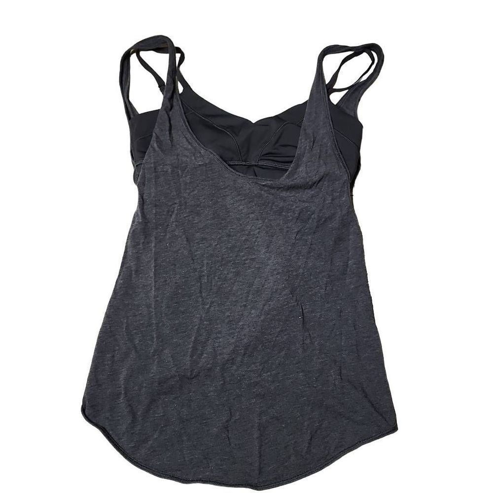 Lululemon exposed bra tank black grey criss cross back